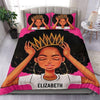 Black Pride African American Black Queen Black Girl With Crown Custom Name Bedding Set HG Black And Proud 365