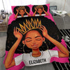 Black Pride African American Black Queen Black Girl With Crown Custom Name Bedding Set HG Black And Proud 365