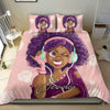 Black Pride Black Girl Cute Purple Music Custom Name Bedding Set HG Black And Proud 365