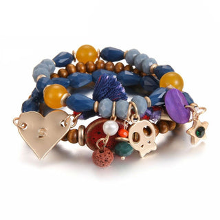 Multi-Layer Crystal Star Skull Charm Bracelet