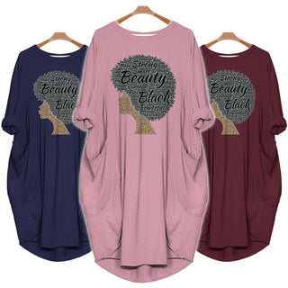 Black Pride Black Women Strong Smart Beauty Confident Black History Month for Women African Batwing Pocket Dress Black Pride