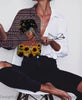 Black Pride Gift For Hippie Black Women Sunflower Print Long Sleeve Shirt LN Black Pride Black By Nature Proud By Choice