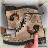 Chicken Doodle Flower Style Leather Boots NHD