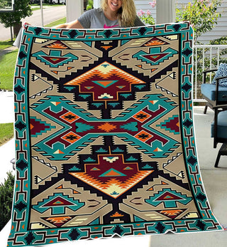 Gift For Native American Colorful Native American Pattern Sherpa Blanket HG