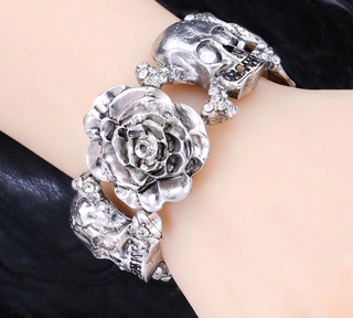 Flowers and Skulls Design Bracelet
