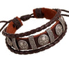 Leather Braided Friendship Skull Bracelet