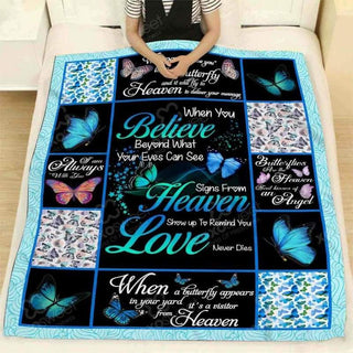 Gift For Butterfly Lover Teal Butterfly Love Angle In Heaven Blanket HG Memorial Gifts
