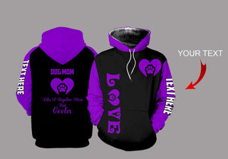 Gift For Mom Dog Mom Purple Sleeves Personalized US Unisex Size Hoodie Gifts For Dog Lovers