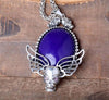 Antique Metal Multi-Color Stone Skull Necklaces