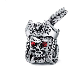 Pirate Skull Punk Biker Stone Ring