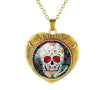 Glass Domed Heart Shape Love Skull Necklaces