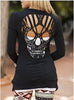 Skull Hollow Out Long Sleeve Cardigan with Plus Size - designfullprint