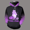 Multicolor Care And Cure Bear Cancer Personalized Unisex Hoodie Care Bears Cancer Awareness Hoodie