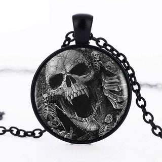 Vintage Glass Skull Pendant Necklaces