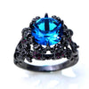 Vintage Lake Blue Skull CZ Ring