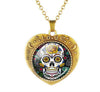Glass Domed Heart Shape Love Skull Necklaces