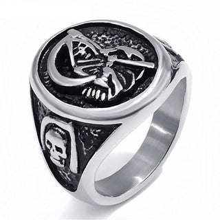 Grim Reaper Skull Stainless Steel Biker Ring