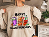 Happy Hallothanksmas Sweatshirt , Halloween & Merry Christmas Sweatshirt,Fall Coffee Sweatshirt, Christmas Coffee Shirt HG