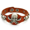 Silver Alloy Punk Skull Leather Bracelets