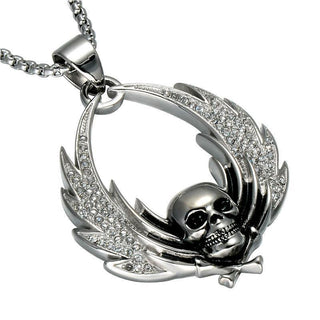 Punk Gothic Stainless Steel Crystal Wings Necklaces