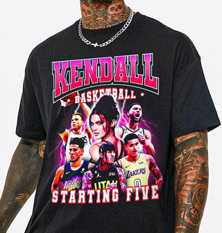 Gift for Fans Vintage Hiphop  Shirt Starting Five Shirt basketball Lover Tshirt HG Basketball Tee
