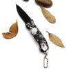 Stainless Pocket Size Survival Folding Knife With Skulls On - designfullprint