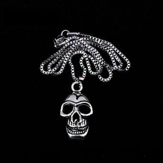 Vintage Skeleton Skull Pendant Stainless Steel Necklace