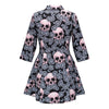 Elegant Pink Rose  Mid-long Skull Trendcoat - designfullprint