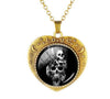 Glass Domed Heart Shape Love Skull Necklaces