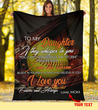 Gift For Mom Softball Mom To Daughter Deer Mom Love Daughter Custom Blanket HG