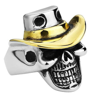 Country Rock Skull Hat Stainless Steel Ring