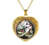 Glass Domed Heart Shape Love Skull Necklaces