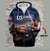 Gift For Army Tank Military Army Retired Soldier Hoodie Personalized Unisex Zip Up Hoodie HG