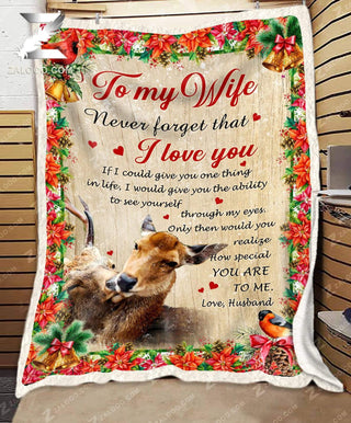 Fleece Blanket DEER To my Wife How special you are to me