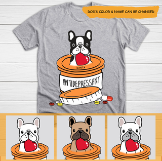 Antidepressant Peeking Color Bulldog Tshirt