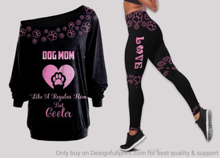 Gift For Mom Dog Mom Off Shoulder Long Sleeve Top and Leggings Set Gifts For Dog Lovers