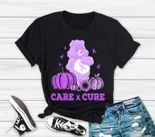 Purple Sunflower Alzheimer Epilepsy Pancreatic Cancer Fibromyalgia Lupus Sarcoidosis ADHD Hospice Pulmonary Hypertension AwarenessCare And Cure Bear Cancer Tshirt HG