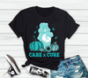Teal ARDS AGS Autism Diabetes Care And Cure Bear Cancer Tshirt HG