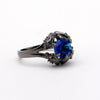 Vintage Blue CZ Crystal Engagement Ring﻿