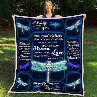 Gift For Dragonfly Lover Dragonfly Love Angle In Heaven Message From Heaven Blanket HG Memorial Gifts
