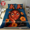 Black Pride African American Black Flowers Girl Girl With Curly Hair African American Black Queen Custom Name Bedding Set HG Black And Proud 365