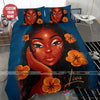 Black Pride African American Black Flowers Girl Girl With Curly Hair African American Black Queen Custom Name Bedding Set HG Black And Proud 365