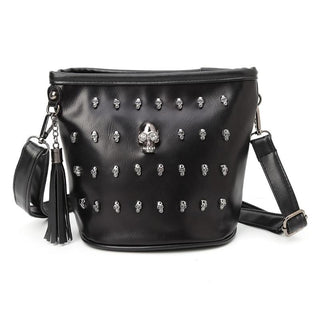 Skull Punk Goth Tassel Leather Crossbody Bag - designfullprint