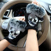 Rabbit Fur Suede Leather Fingerless Gloves - designfullprint