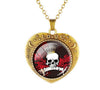 Glass Domed Heart Shape Love Skull Necklaces