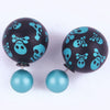 Fashion Women Ladies Elegant Skull Double Side Pearl Ear Stud Earrings