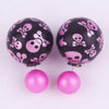 Fashion Women Ladies Elegant Skull Double Side Pearl Ear Stud Earrings