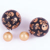 Fashion Women Ladies Elegant Skull Double Side Pearl Ear Stud Earrings