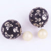 Fashion Women Ladies Elegant Skull Double Side Pearl Ear Stud Earrings