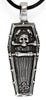 Coffin Skull Pewter Pendant Necklace